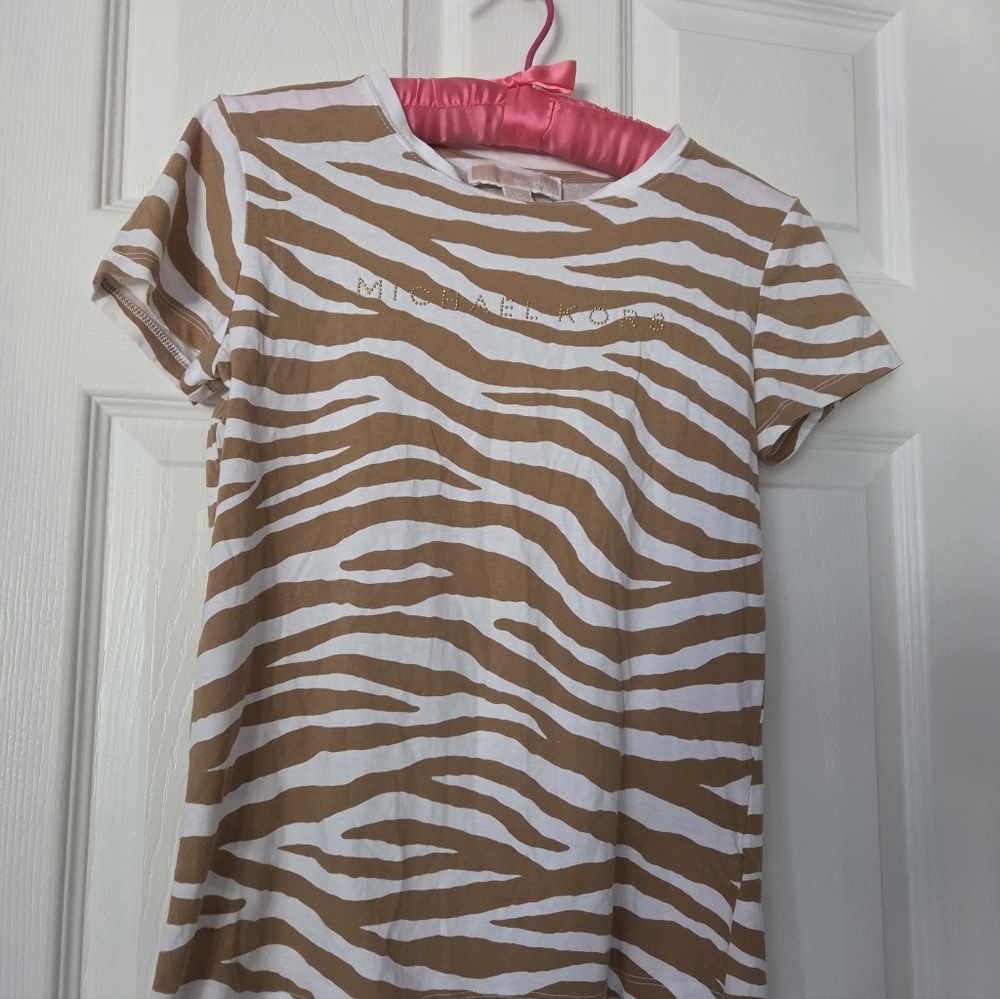 Michael Kors Brown and White Zebra Tee